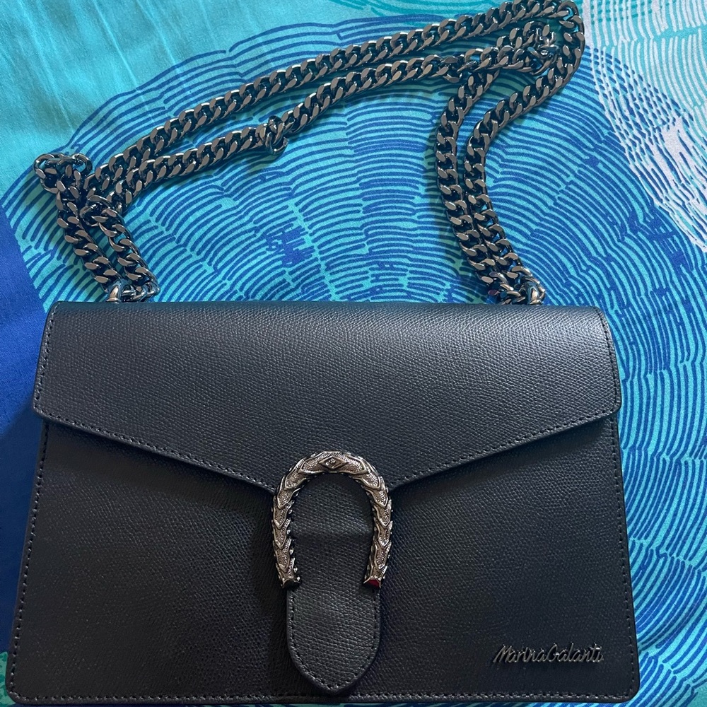 Marina Galanti Leather Black Purse With Chains